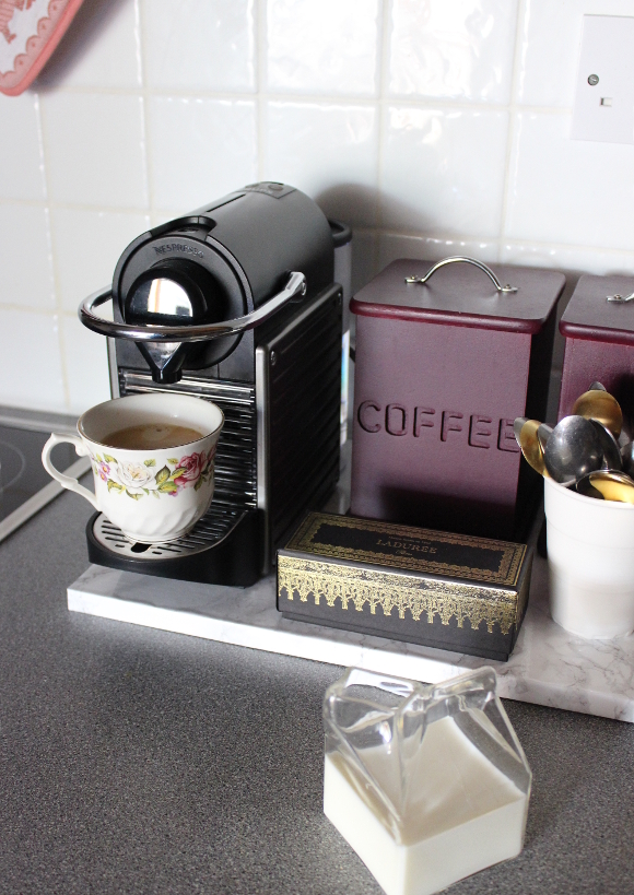 Coffee station update – mini faux marble plinth