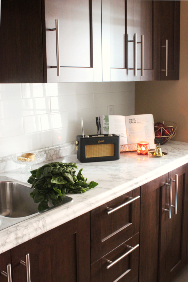 DIY contact paper kitchen counters